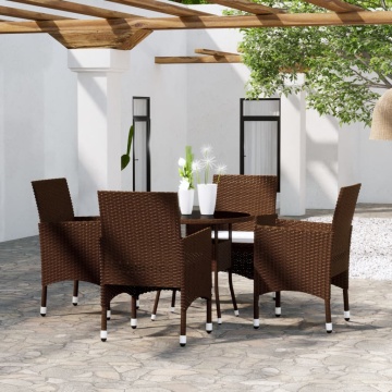 Set mobilier de grădină, 5 piese, maro, poliratan - Img 1