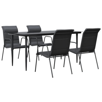 Set mobilier de grădină, 5 piese, negru, oțel și textilenă - Img 2