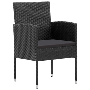 Set mobilier de grădină, 5 piese, negru, poliratan și oțel - Img 4