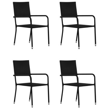 Set mobilier de grădină, 5 piese, negru, poliratan - Img 3