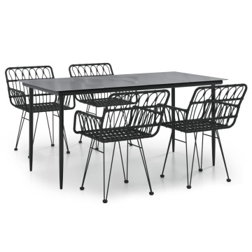 Set mobilier de grădină, 5 piese, negru, poliratan - Img 2