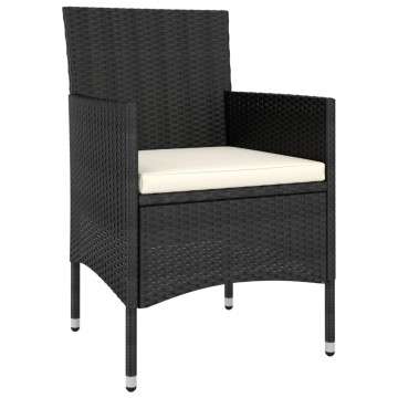 Set mobilier de grădină, 5 piese, negru, poliratan - Img 3