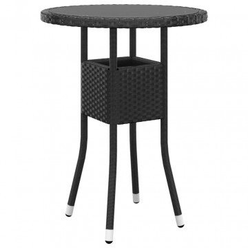 Set mobilier de grădină, 5 piese, negru, poliratan - Img 8