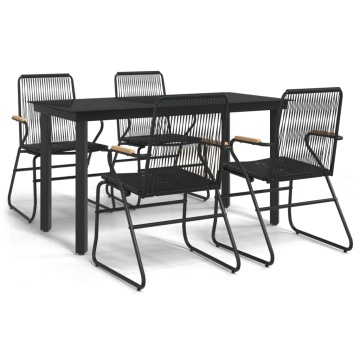 Set mobilier de grădină, 5 piese, negru, ratan PVC - Img 2