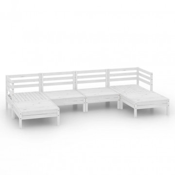 Set mobilier de grădină, 6 piese, alb, lemn masiv de pin - Img 2