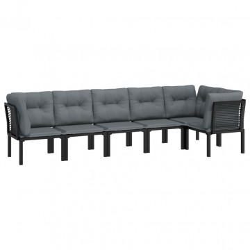Set mobilier de grădină, 6 piese, negru și gri, poliratan - Img 3