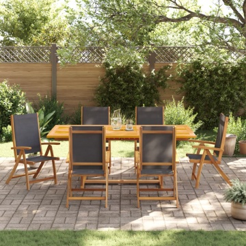 Set mobilier de grădină, 7 piese, lemn masiv acacia/textilenă - Img 3