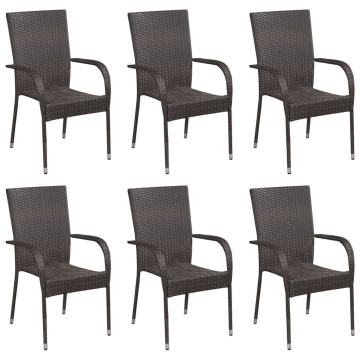 Set mobilier de grădină, 7 piese, maro, poliratan - Img 4
