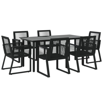 Set mobilier de grădină, 7 piese, negru, ratan PVC - Img 3