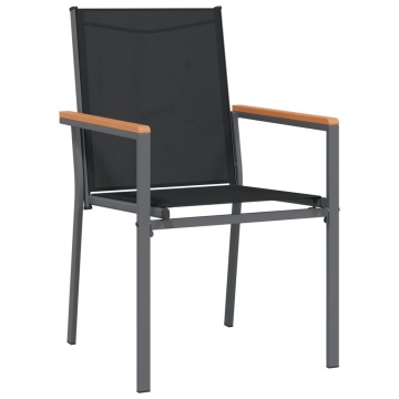Set mobilier de grădină, 7 piese, negru, textilenă și oțel - Img 8