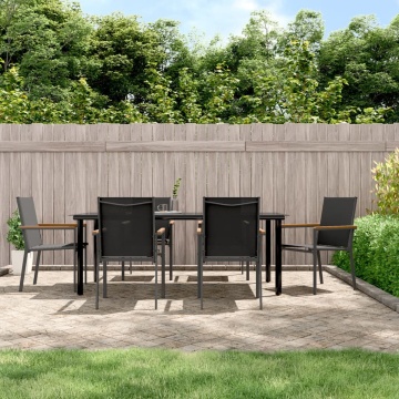 Set mobilier de grădină, 7 piese, negru, textilenă și oțel - Img 1