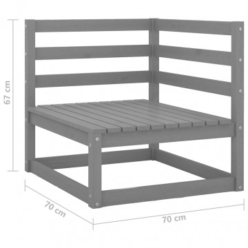 Set mobilier de grădină, 8 piese, gri, lemn masiv de pin - Img 5