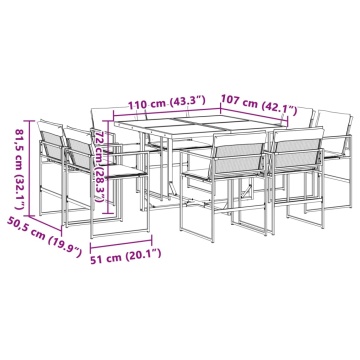 Set mobilier de grădină, 9 piese, cu perne, alb, textilenă - Img 7
