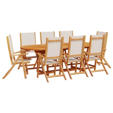 Set mobilier de grădină, 9 piese, lemn masiv acacia/textilenă - Img 2