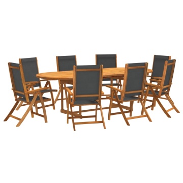 Set mobilier de grădină, 9 piese, lemn masiv acacia/textilenă - Img 2