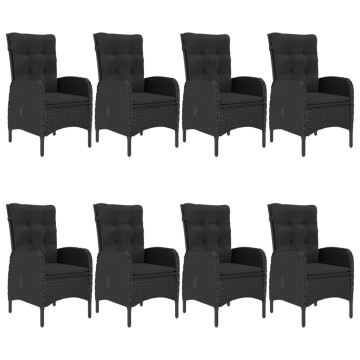 Set mobilier de grădină, 9 piese, negru - Img 8