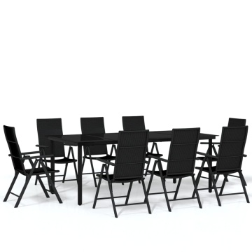 Set mobilier de grădină, 9 piese, negru - Img 2