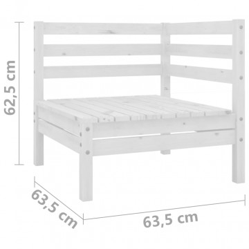 Set mobilier de grădină cu 2 locuri, alb, lemn masiv de pin - Img 6