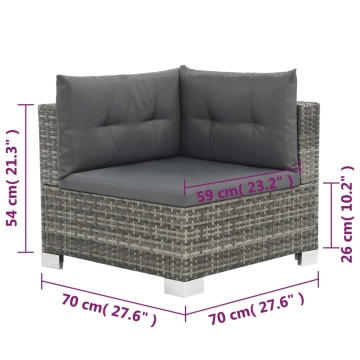 Set mobilier de grădină cu perne, 10 piese, gri, poliratan - Img 6