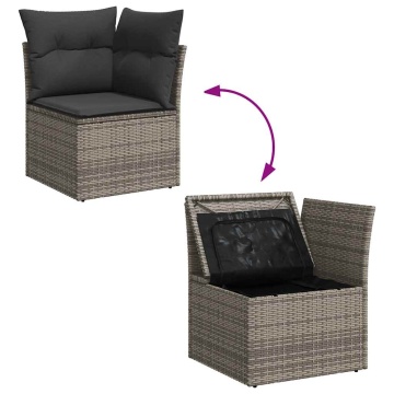 Set mobilier de grădină cu perne, 10 piese, gri, poliratan - Img 7