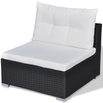 Set mobilier de grădină cu perne, 10 piese, negru, poliratan - Img 11