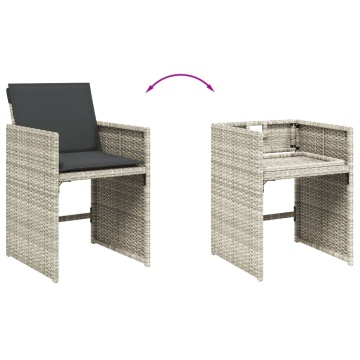 Set mobilier de grădină cu perne 11 piese gri deschis poliratan - Img 6