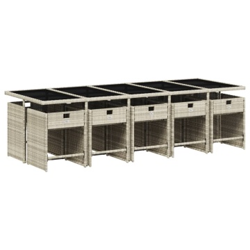 Set mobilier de grădină cu perne 11 piese gri deschis poliratan - Img 2