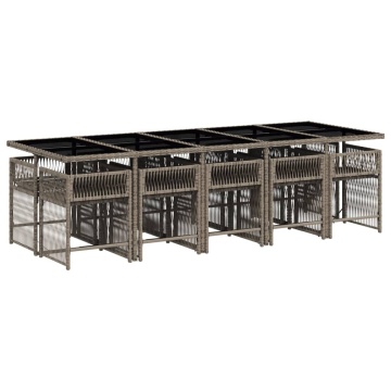 Set mobilier de grădină cu perne, 11 piese, gri, poliratan - Img 3