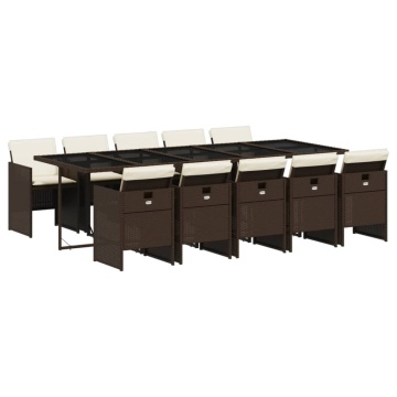 Set mobilier de grădină cu perne, 11 piese, maro, poliratan - Img 2