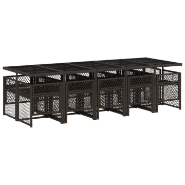 Set mobilier de grădină cu perne, 11 piese, maro, poliratan - Img 8