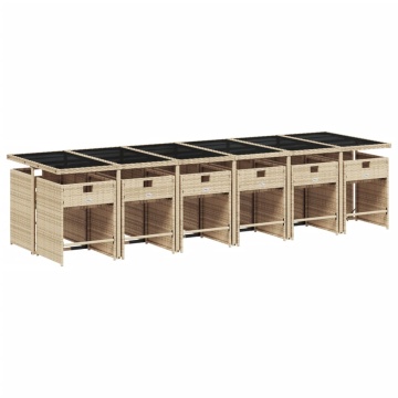 Set mobilier de grădină cu perne, 13 piese, bej, poliratan - Img 3