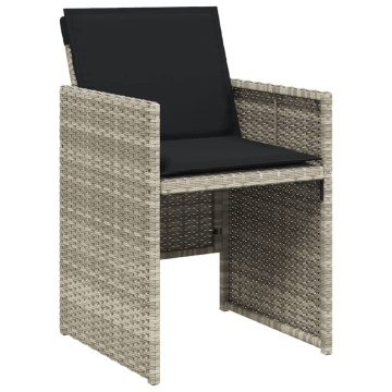Set mobilier de grădină cu perne 15 piese gri deschis poliratan - Img 8