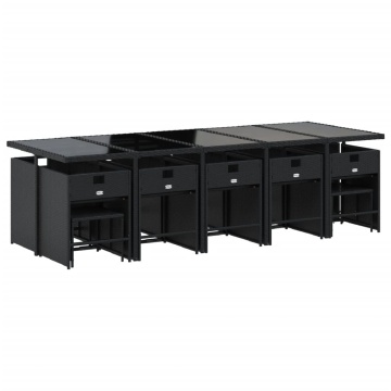 Set mobilier de grădină cu perne, 15 piese, negru, poliratan - Img 3
