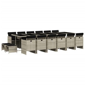 Set mobilier de grădină cu perne 17 piese gri deschis poliratan - Img 2