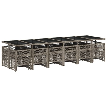 Set mobilier de grădină cu perne, 17 piese, gri, poliratan - Img 5