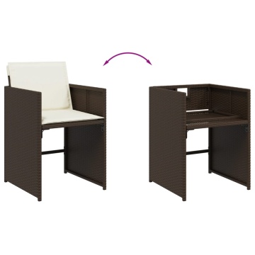 Set mobilier de grădină cu perne, 17 piese, maro, poliratan - Img 6