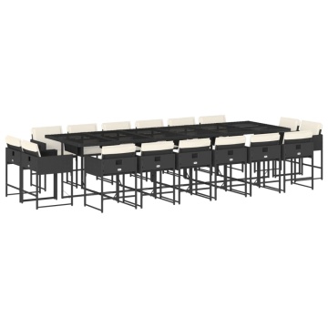 Set mobilier de grădină cu perne, 17 piese, negru, poliratan - Img 2