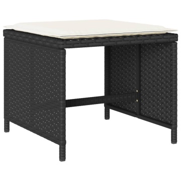Set mobilier de grădină cu perne, 17 piese, negru, poliratan - Img 5