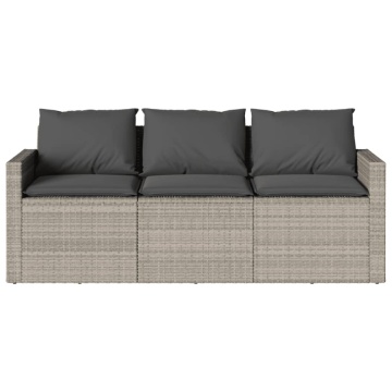 Set mobilier de grădină cu perne 2 piese gri deschis poliratan - Img 5