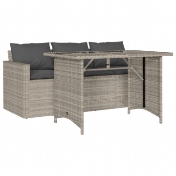 Set mobilier de grădină cu perne 2 piese gri deschis poliratan - Img 2
