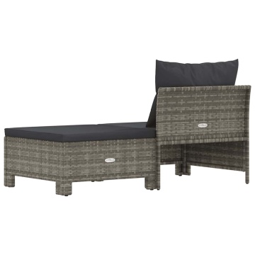 Set mobilier de grădină cu perne, 2 piese, gri, poliratan - Img 5