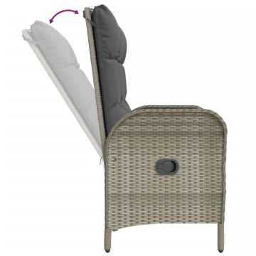 Set mobilier de grădină cu perne, 2 piese, gri, poliratan - Img 8