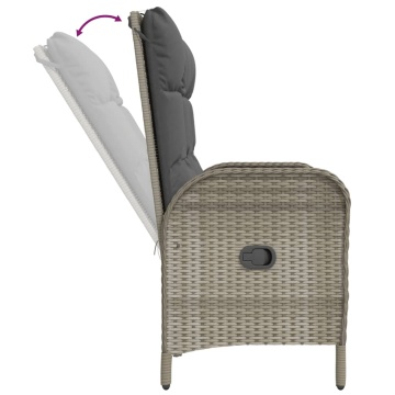 Set mobilier de grădină cu perne, 2 piese, gri, poliratan - Img 8