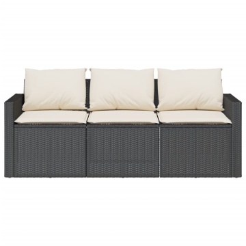 Set mobilier de grădină cu perne, 2 piese, negru, poliratan - Img 5