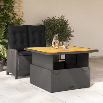 Set mobilier de grădină cu perne, 2 piese, negru, poliratan - Img 1