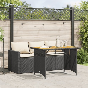 Set mobilier de grădină cu perne, 2 piese, negru, poliratan - Img 1
