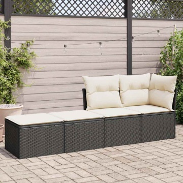 Set mobilier de grădină cu perne, 2 piese poliratan/lemn acacia - Img 3