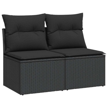 Set mobilier de grădină cu perne, 2 piese poliratan/lemn acacia - Img 1