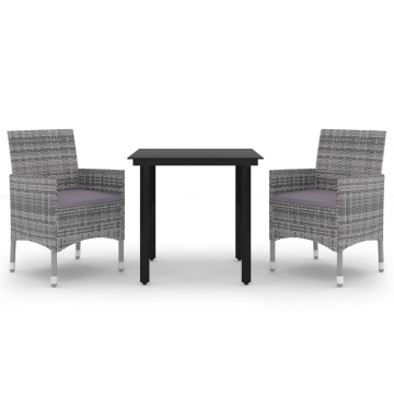 Set mobilier de grădină cu perne, 3 buc, poliratan și sticlă - Img 2