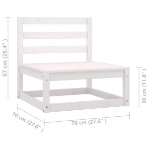 Set mobilier de grădină cu perne, 3 piese, alb, lemn masiv pin - Img 7
